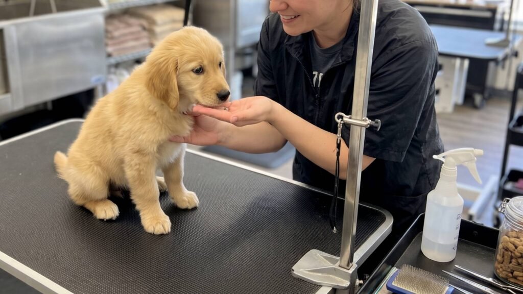 Primer grooming de cachorros en Rainbow Grooming Miami